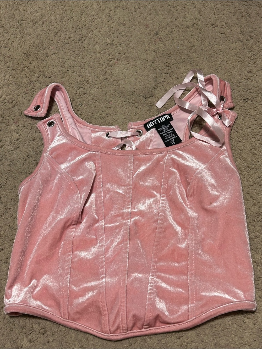 Hot Topic Shiny Pink Velvet Corset-Style Girls' Dress